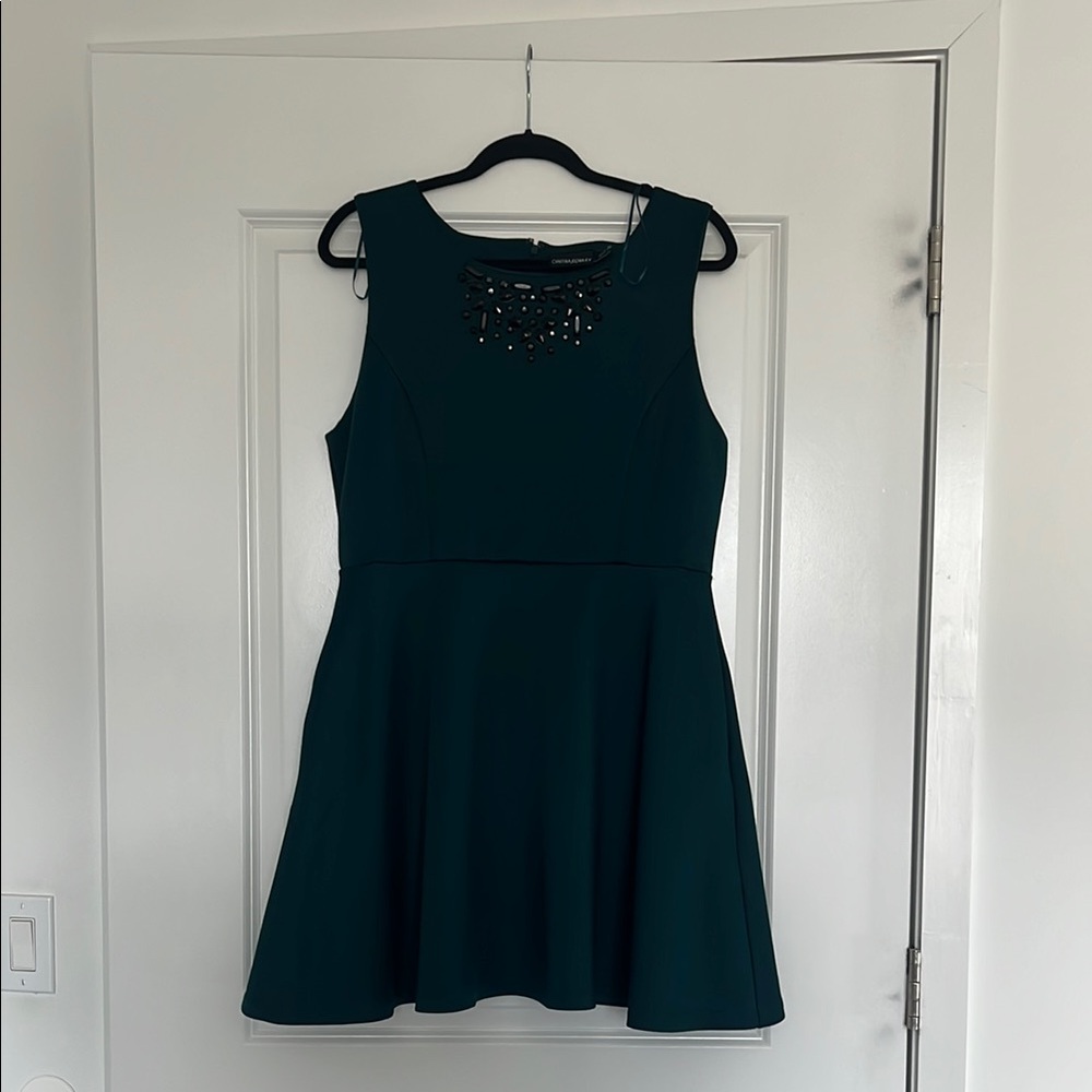 Embellished Green Mini Dress